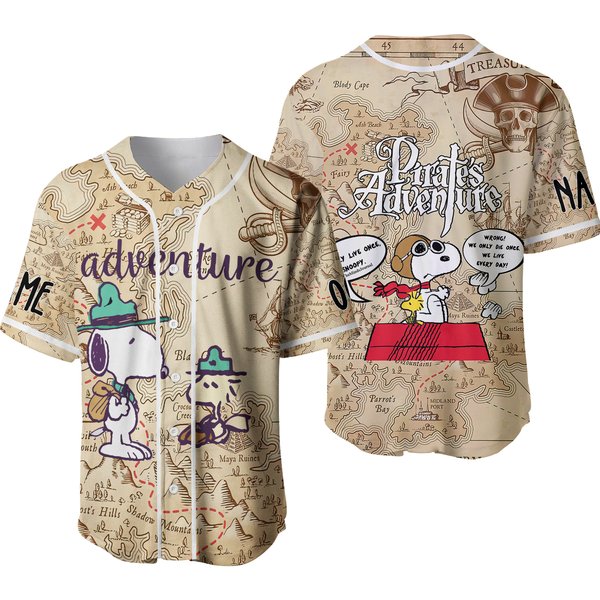 Personalized Snoopy Pirates Adventure Treasures Of The Seven Seas Baseball Jersey-image