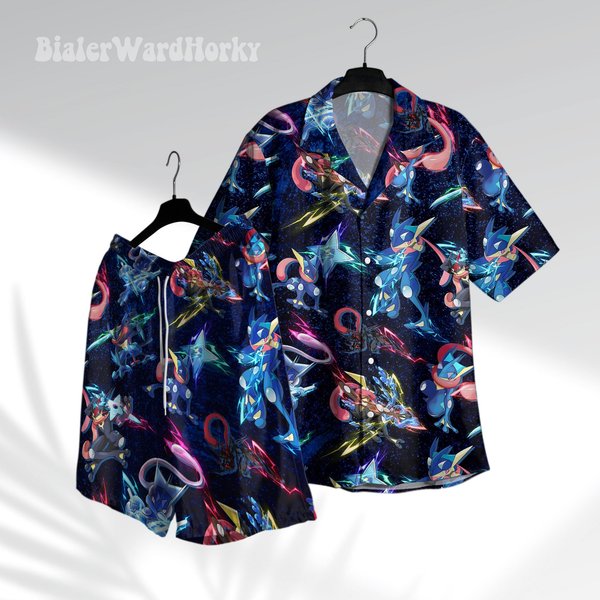 Greninja Aloha Shirt - Stylish Water Type Hawaiian Shirt For Anime Fans-image
