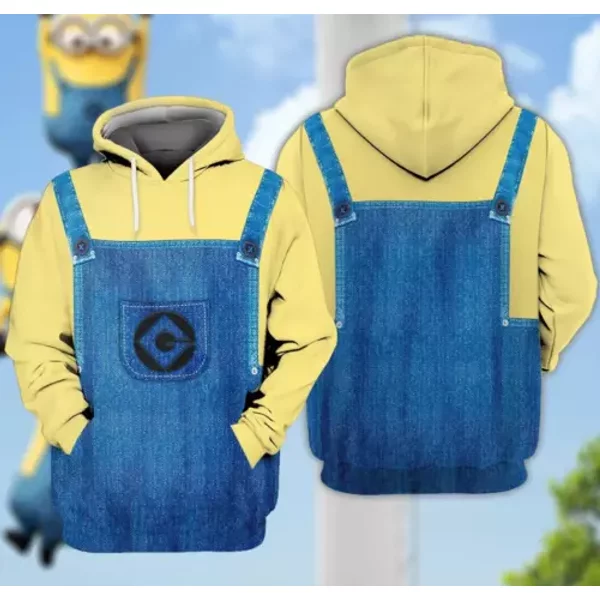 Halloween Cosplay 3D Hoodie, Yellow And Blue Minion Cosplay Halloween Hoodie-image