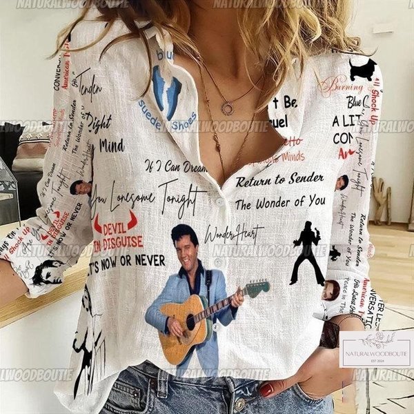 Elvis Presley Women’S Linen Blouse-image