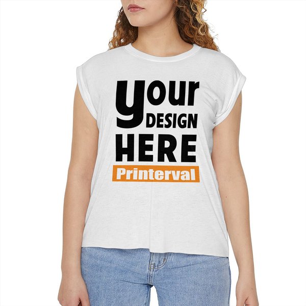 Custom Women’s Flowy Rolled Cuffs Muscle Tee