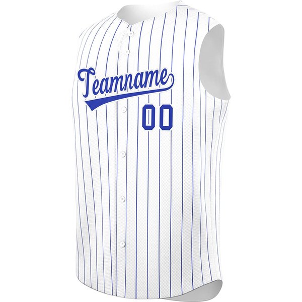 Custom Sleeveless Pinstripe Baseball Jersey Full Button Vests Personalized Name Number-image