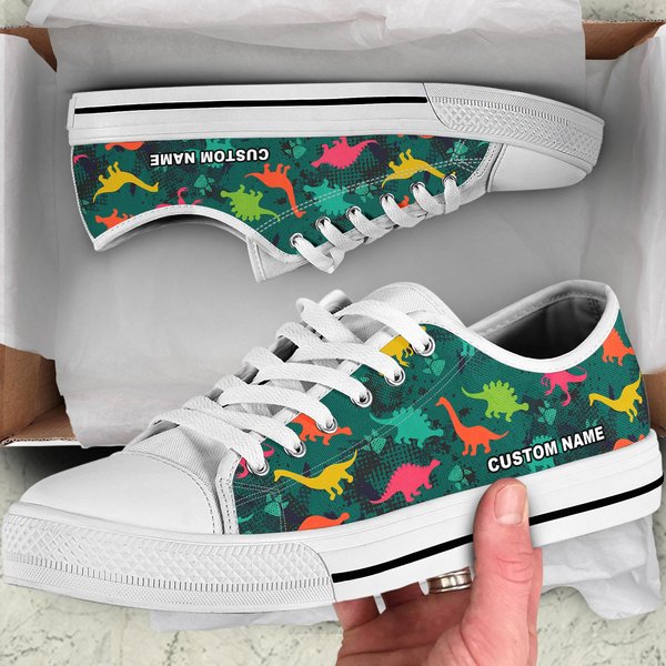 Personalized Dinosaur Women's Low Top Sneakers