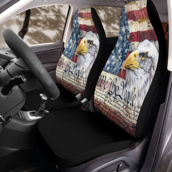 Bald Eagle American Flag Car Seat Cover We The People 4Th Of July Independence-image