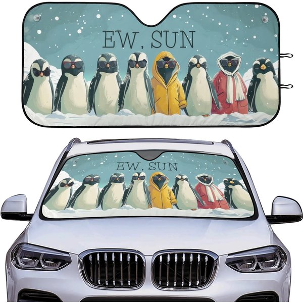 Funny Penguins Of Antartica Car Sunshade