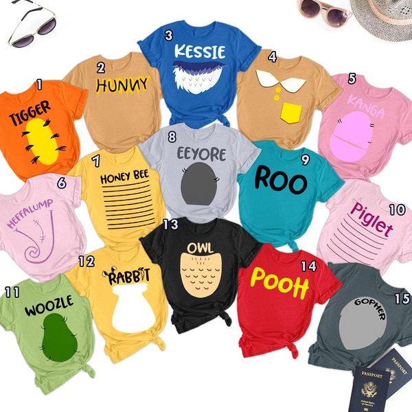 Pooh And Friends Matching Cosplay, Halloween Costume For Family Group Shirts-image