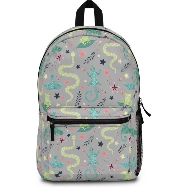 Snake Backpack, Frog Bookbag, Amphibian Backpack, Girl's School Bag, Grey Backpack