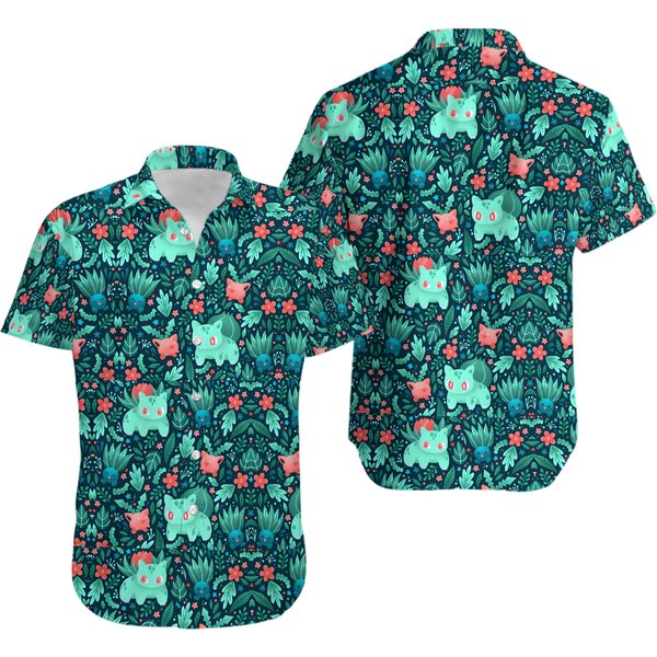 Japanese Anime Bulbasaur Oddish Hawaiian Shirt-image