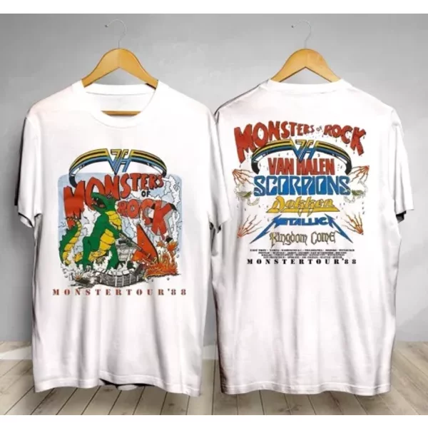 Vintage Monsters Of Rock Tour 1988 T-Shirt Vintage Tour Concert Halen Van-image