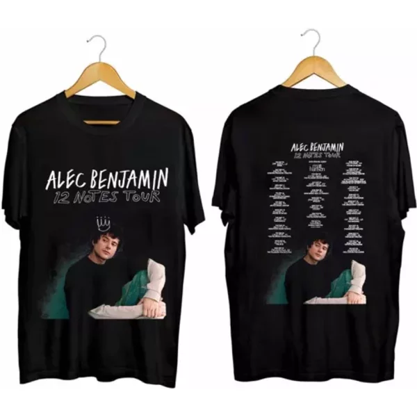 Alec Benjamin - 12 Notes Tour 2024 T-Shirt, Alec Benjamin Fan Shirt-image