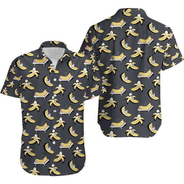 Banana Button Shirt And Shorts, Banana Hawaiian Shirt-image