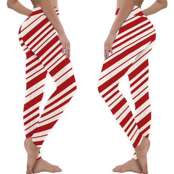 Candy Cane Leggings Stripped Christmas Yoga Leggings-image