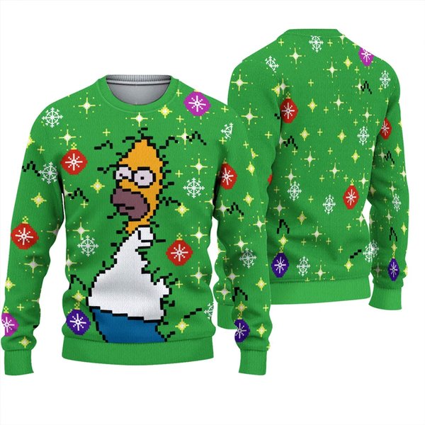 Homer Simpson Backs Into The Bushes Ugly Christmas Sweater-image