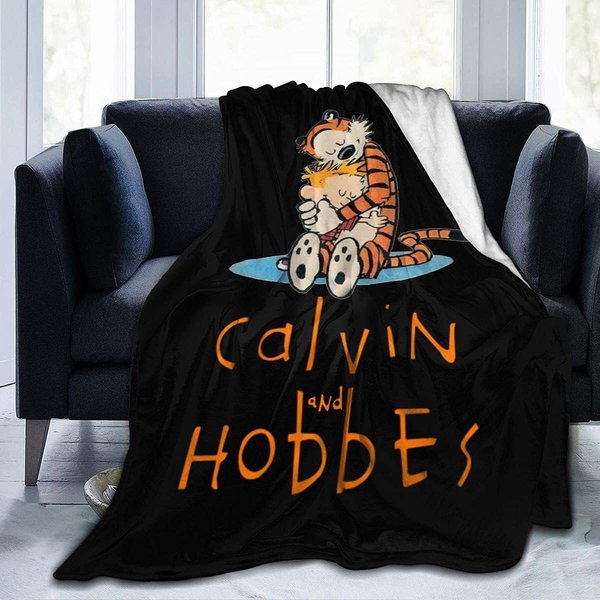 Calvin Movie Hobbes Fleece Blanket, Cute Comic Blanket, Cal.vin Hobbes Together Cartoon Film Funny Blanket