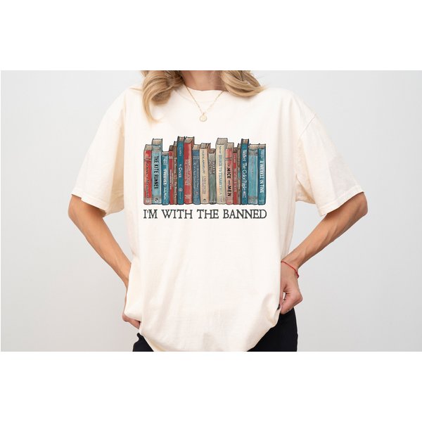 I'm With The Banned , Banned Books Shirt, Gift For Book Lovers, Reading And Librarian Tee-image