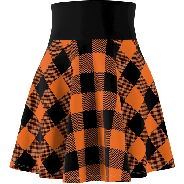 Orange Plaid Skirt, Halloween Skirt, Orange Plaid Halloween Skirt-image
