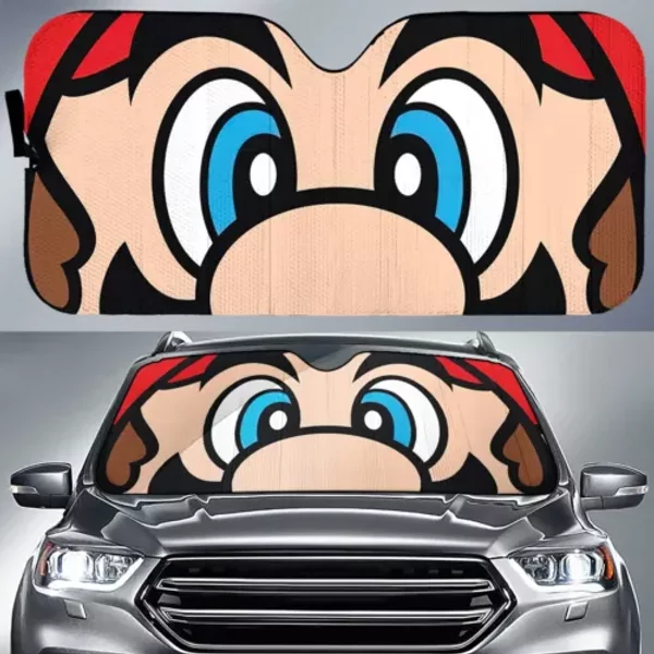 Mario Face Car Sun Shade Super Mario Video Game Car Sun Shade-image