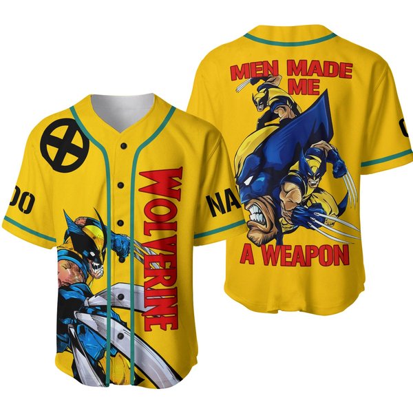 Personalized Wolverine Baseball Jersey, Superhero Baseball Jersey Team-image