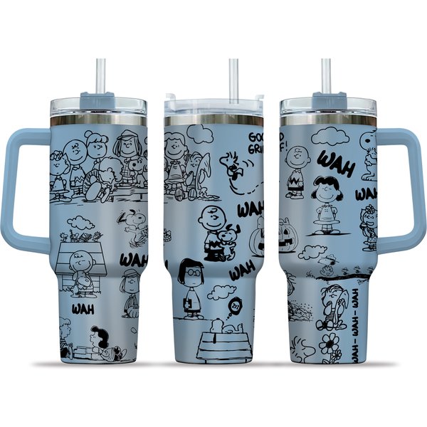 40Oz Laser Engraved Tumbler. Charlie Brown And Friends Design Engraved Tumbler-image