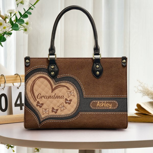 Grandma - Butterfly Version - Personalized Leather Bag-image