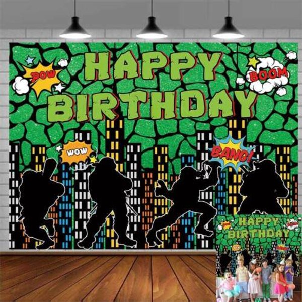 Teenage Mutant Ninja Turtles Birthday Backdrop Banner Cartoon Party Decor