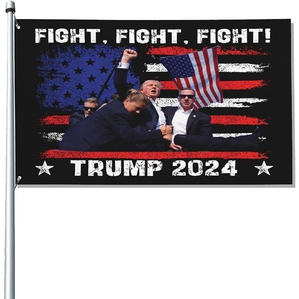 Trump Shooting Fight House Flag President Trump 2024 Indoor Outdoor Yard Banner-image