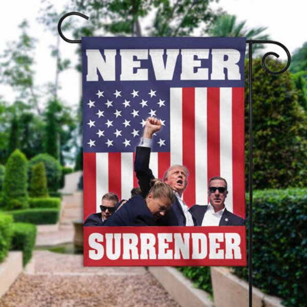 Trump Fist Pump Shot At Flag, Assassination Attempt, Trump Never Surrender Flag-image