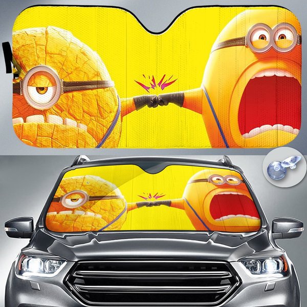 Minions Car Sun Shade, Despicable Me 4 Auto Sunshade, Custom Car Accessory-image