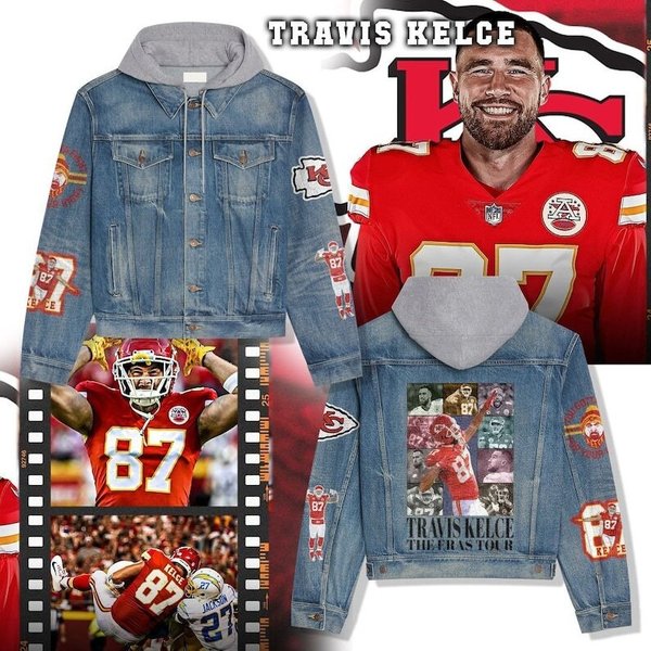 Travis Kelce Eras 2024 Unisex Hooded Denim Jacket For Fans
