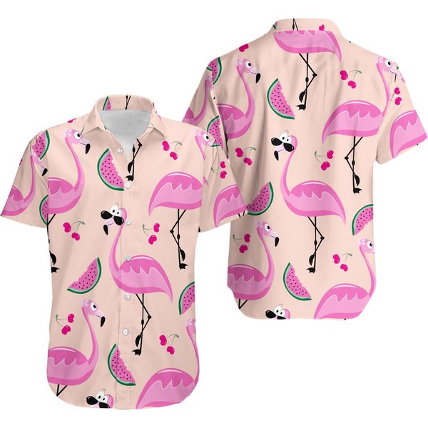 Flamingos And Watermelon Hawaiians, Flamingos Hawaiian Shirt, Summer Vibe-image