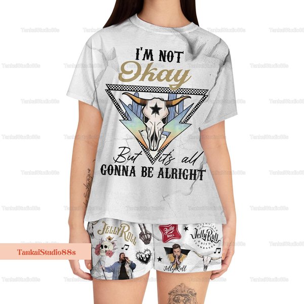 Jelly Roll I Am Not Okay Shirt, Jelly Roll Shorts, Jelly Roll 2024 Tour Pajamas Sets-image