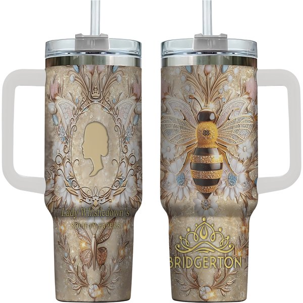 Bridgerton 40Oz Tumbler, Lady Whistledown Engraved 40 Oz Tumbler With Handle-image