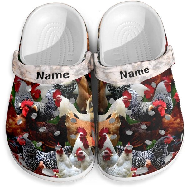Beautiful Chickens Personalized Clogs Shoes With Your Name-image