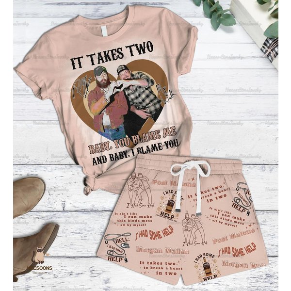 I Had Some Help Shirt Shorts Set, Wallen And Malone Shirt, Wallen And Malone Pajamas Set-image