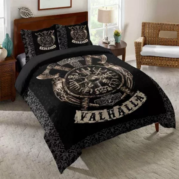 Viking Valhalla Doona Quilt Duvet Cover Religion Bedding Set Pillowcase Queen-image