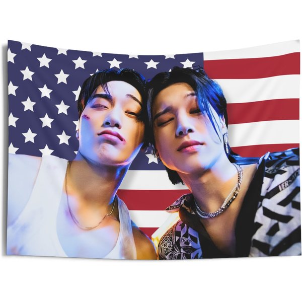 Ateez San Wooyoung Outlaw America Flag, Ateez Woosan Kpop Flag-image