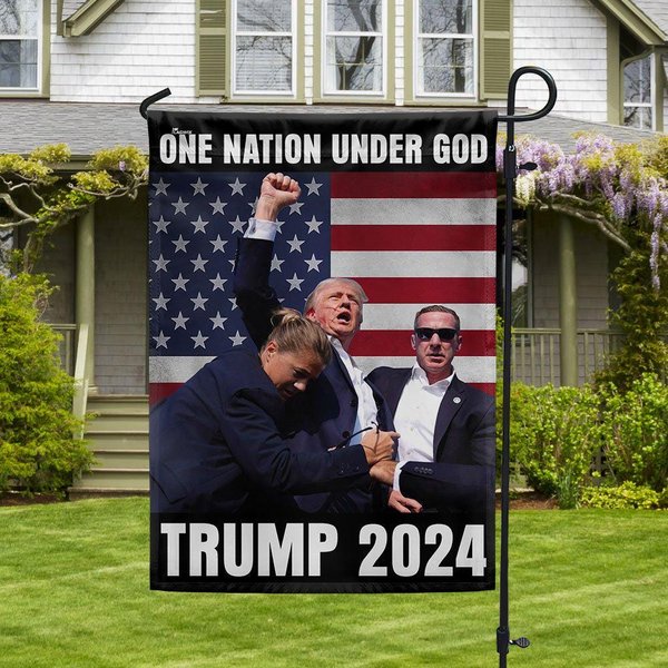 One Nation Under God Trump 2024 Take America Back Trump Shooting Flag-image