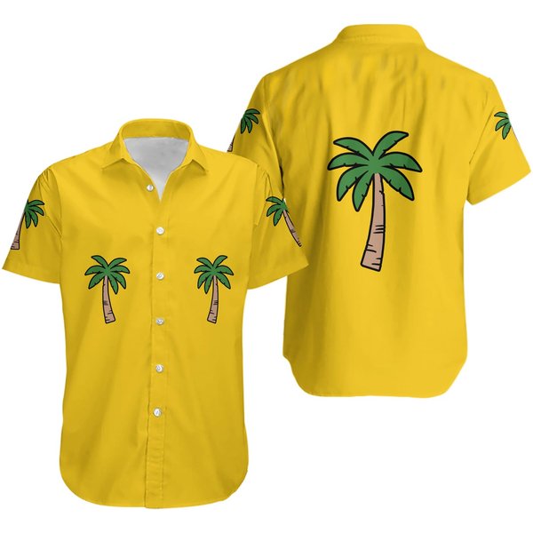 Franky One Piece Baby Hawaiian Shirt, Vibrant Yellow Summer Beach Vacation Tee-image