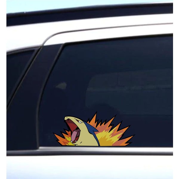 Typhlosion | Peeker | Peeking | Peek | Car Vinyl Stickers | Anime Stickers | Car Decals-image