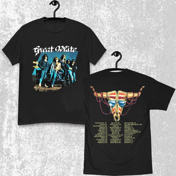 Vintage 90S Graphic Design Great White Hooked Tour Shirt-image