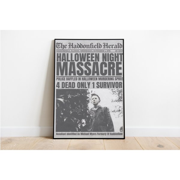Michael Myers 1978 Halloween Night Massacre Newspaper Poster-image