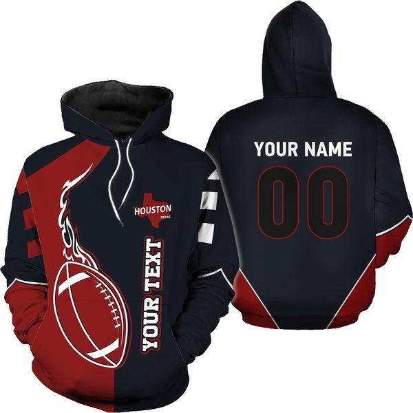 Custom Football Jersey Hoodie Houston With Name