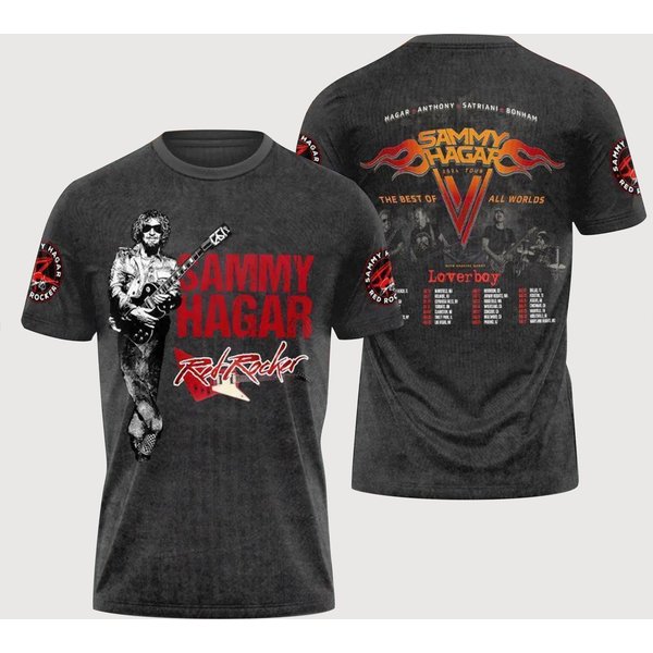 Hagar Anthony Satriani Bonham Red Rocker Sammy Hagar 2024 Tour 3D Shirt-image