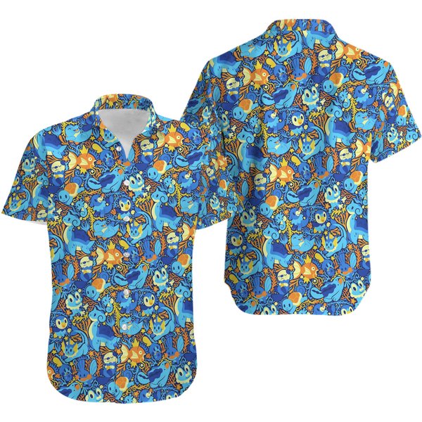 Water Type Pkm Button Up Shirt, Water Type Pkm Hawaiian-image