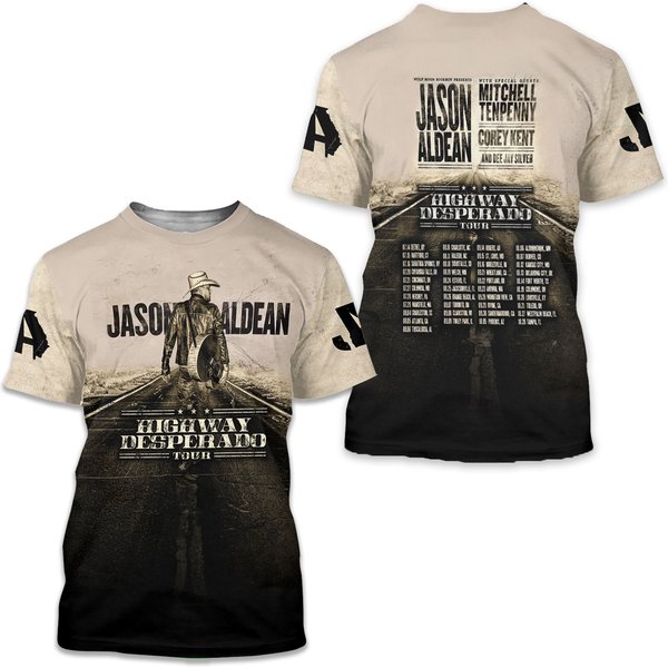 Jason Aldean Highway Desperado Tour 3D Shirt Gift For Fans-image