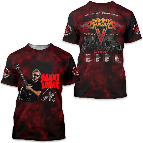 Sammy Hagar Red Rocker The Best Of All World Tour 2024 3D T-Shirt-image