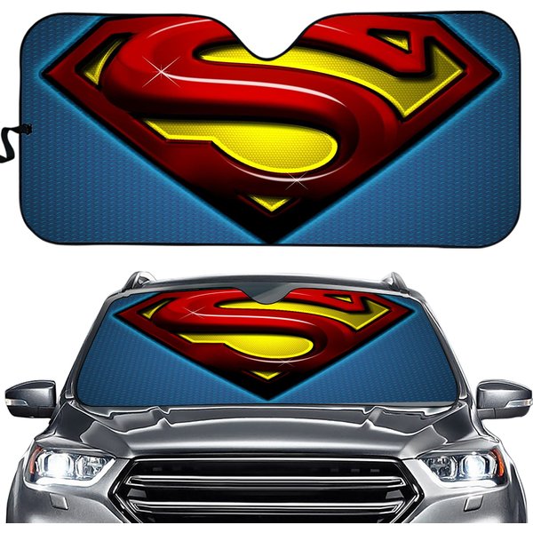 Superman Car Front Windshield Sunshade Reflective Sun Visor-image