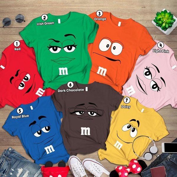 M&M Candies Face Shirt, Shirt Matching Costume Shirt-image