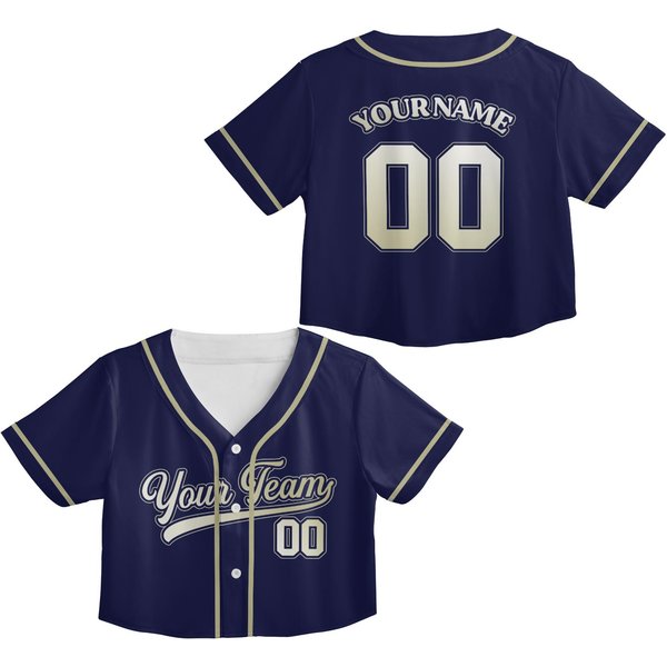 Personalized Team Name And Number Crop Top Baseball Jersey