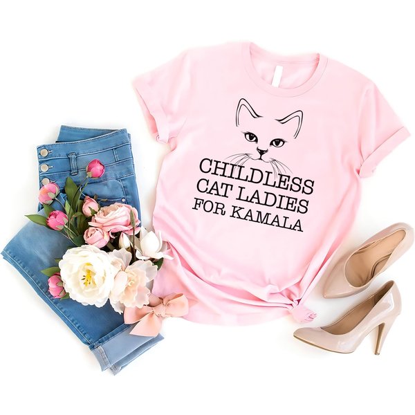 Kamala Harris President 2024 Shirt, Childless Cat Lady Shirt, Kamala Rally Tee-image